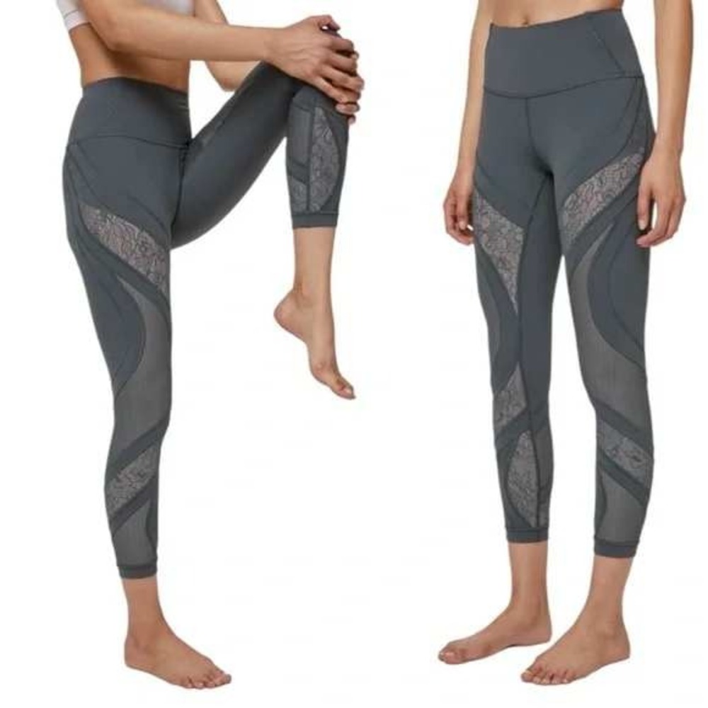 Lululemon‎ Womens Gray Wunder Under High-Rise Tight 25" Lace Nightcap size 10